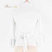 フラメンコ衣装 トップス ブラウス ホワイト系 白 無地 伸縮 ストレッチ リボン 襟付き レッスン 練習着 ダンス パーティ 発表会 フラメンコ 白系 レディース レッスン用 練習用 ダンス衣装 衣装 コスチューム 伸びる 舞台用 ストレッチ素材 薄手