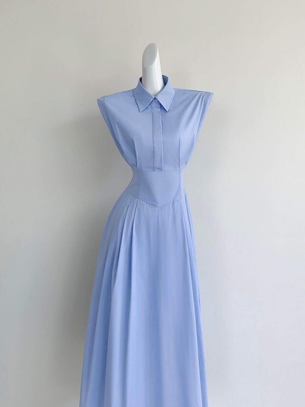 light blue waist slim shirt dress.3155