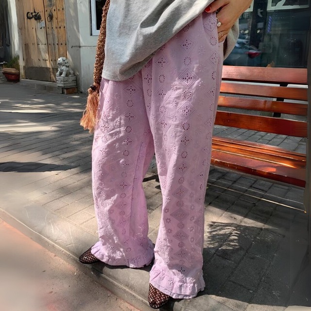 フリルヘムコットンレースパンツ　R01087