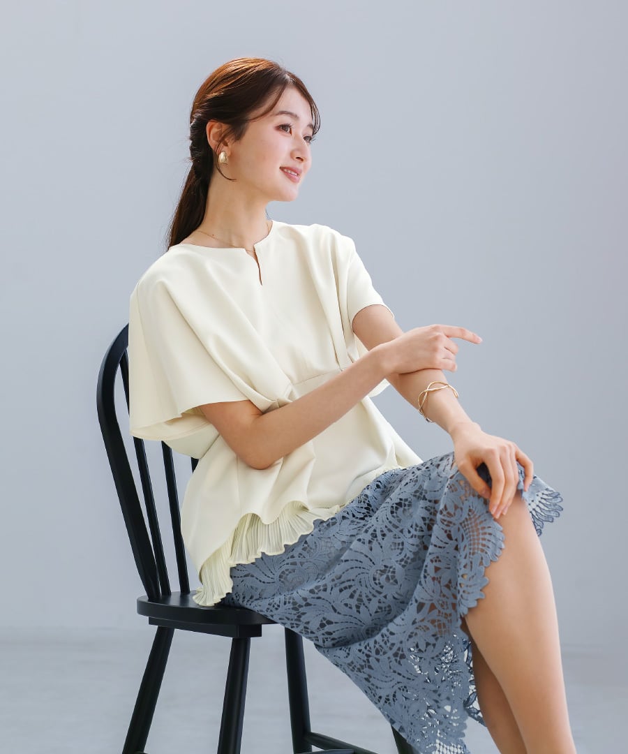 SALE 20％OFF】【 多機能すぎるブラウス 】ダブルピケ・裾シフォン