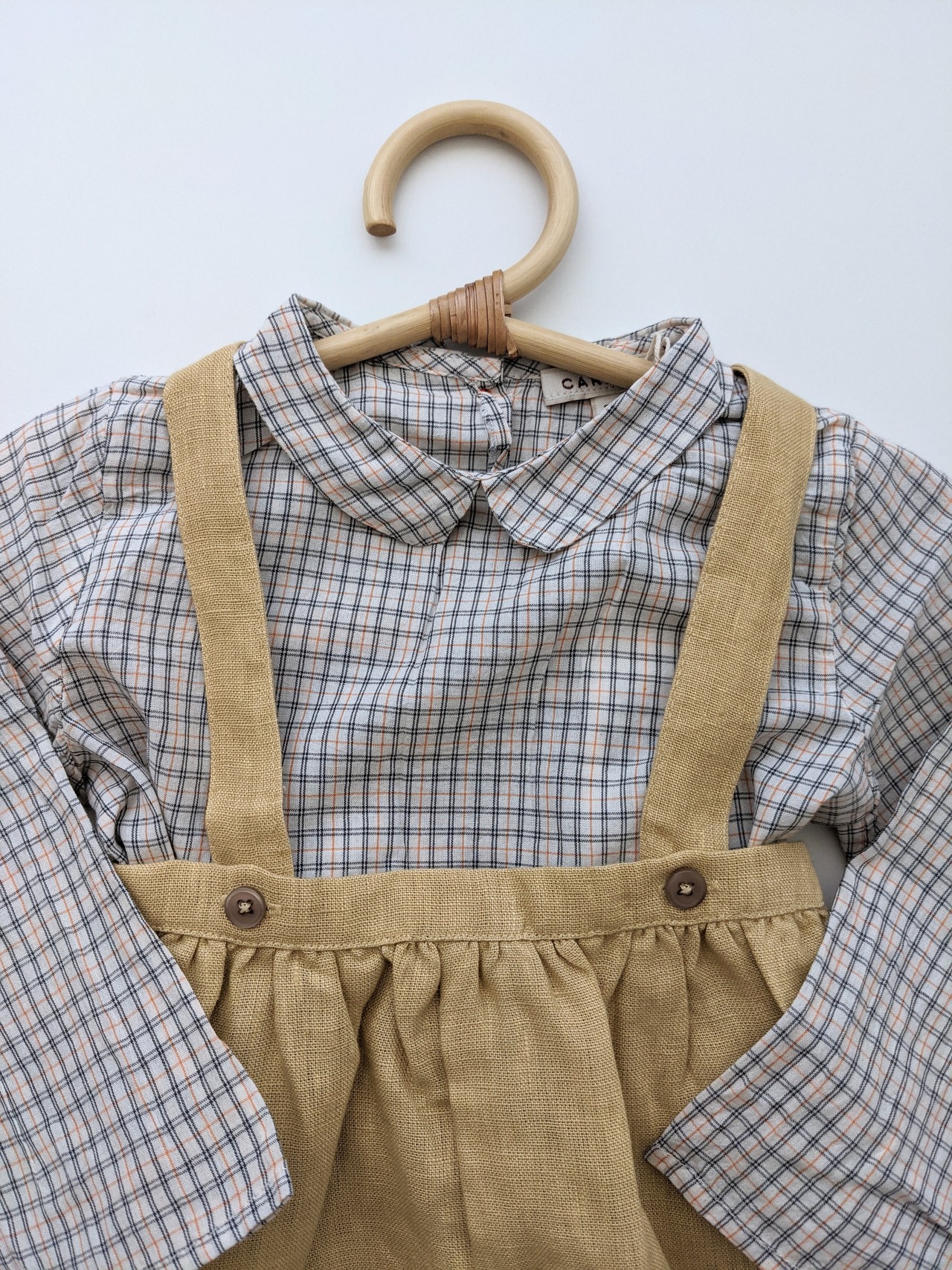 Carrot Baby Shirt - Organge Check / CARAMEL