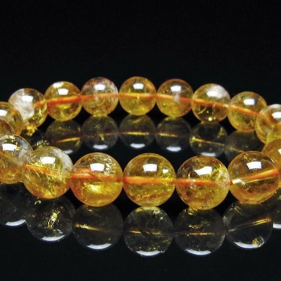 シトリン ブレスレット 虹入り 11mm シトリンクォーツ ブレス メール便可 一点物 111-50475