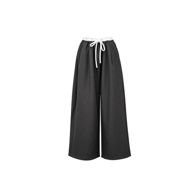Contrast drawstring straight pants