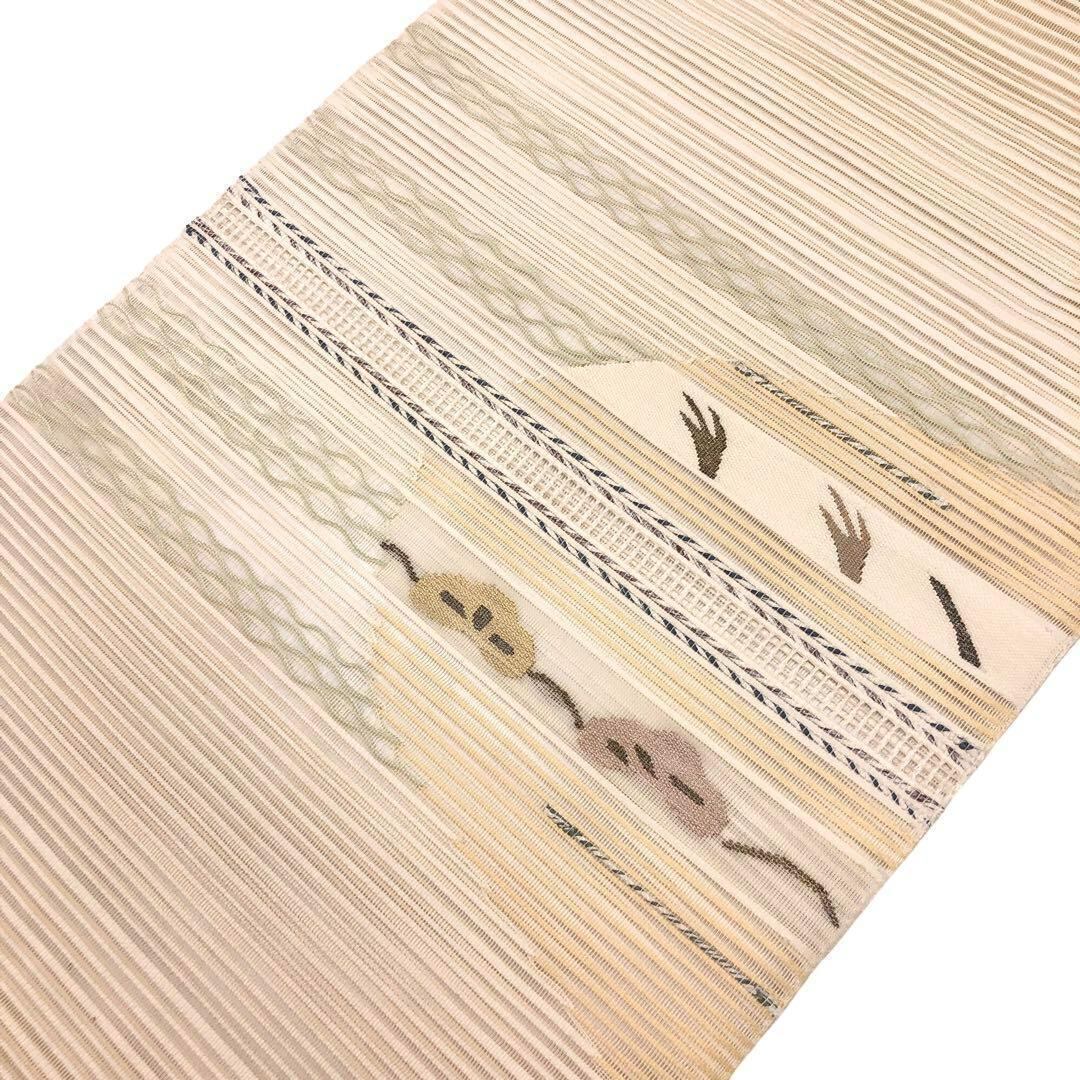 夏帯 名古屋帯 絽 横段抽象模様 松 乳白色 O-2868 | リユース着物わびさび 