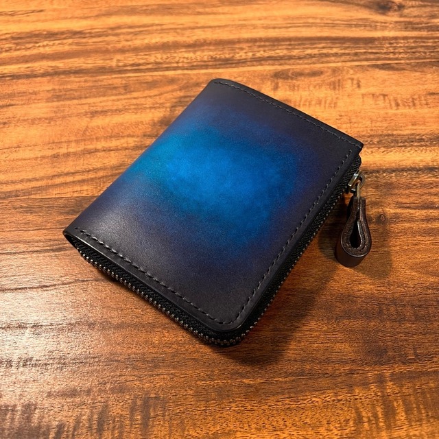 L字ファスナー半財布 / ブルー（青+紺）