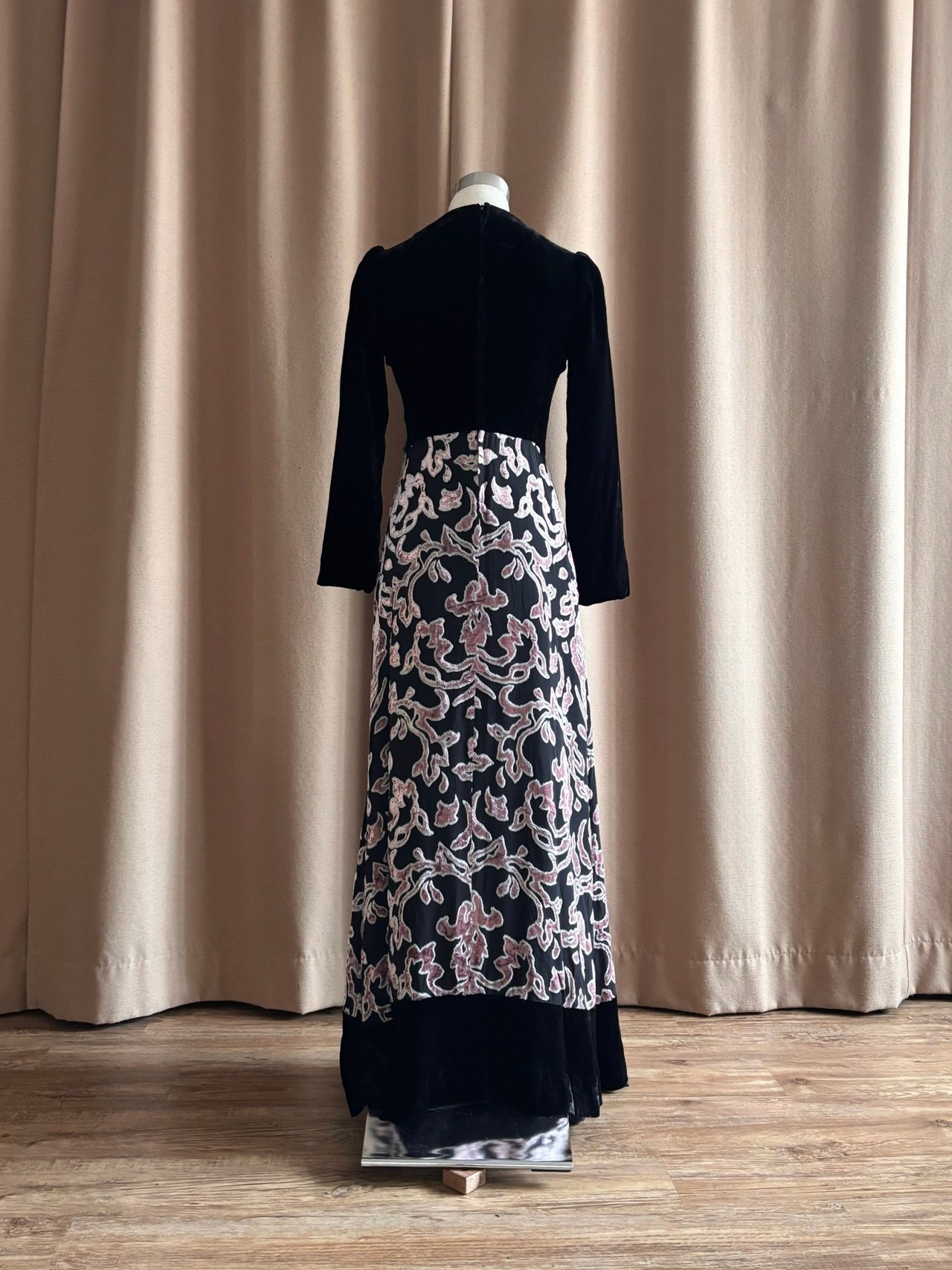 MADE IN FRANCE artistic velour long dress-5048-10