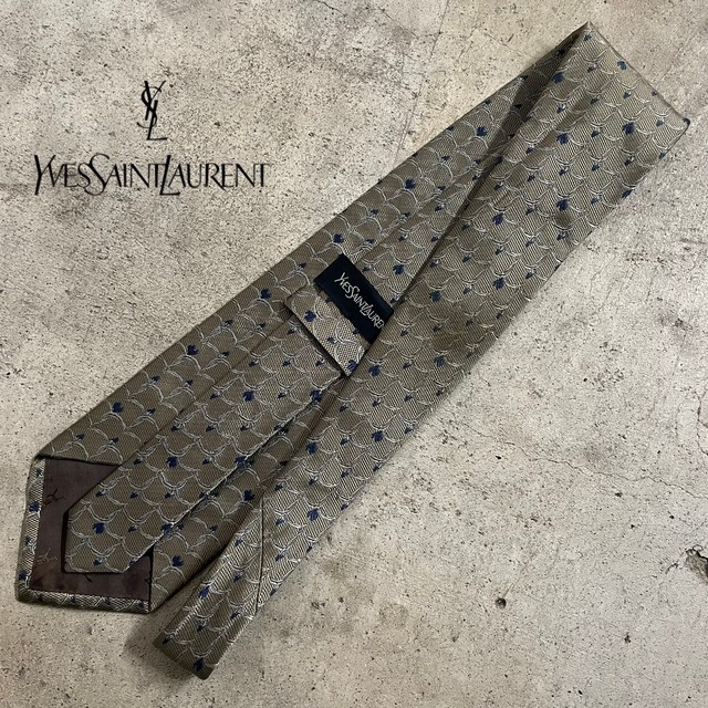 【Yves Saint Laurent】fullpattern design silk necktie/イブサンローラン 総柄 デザイン シルク ネクタイ/#0719/osaka