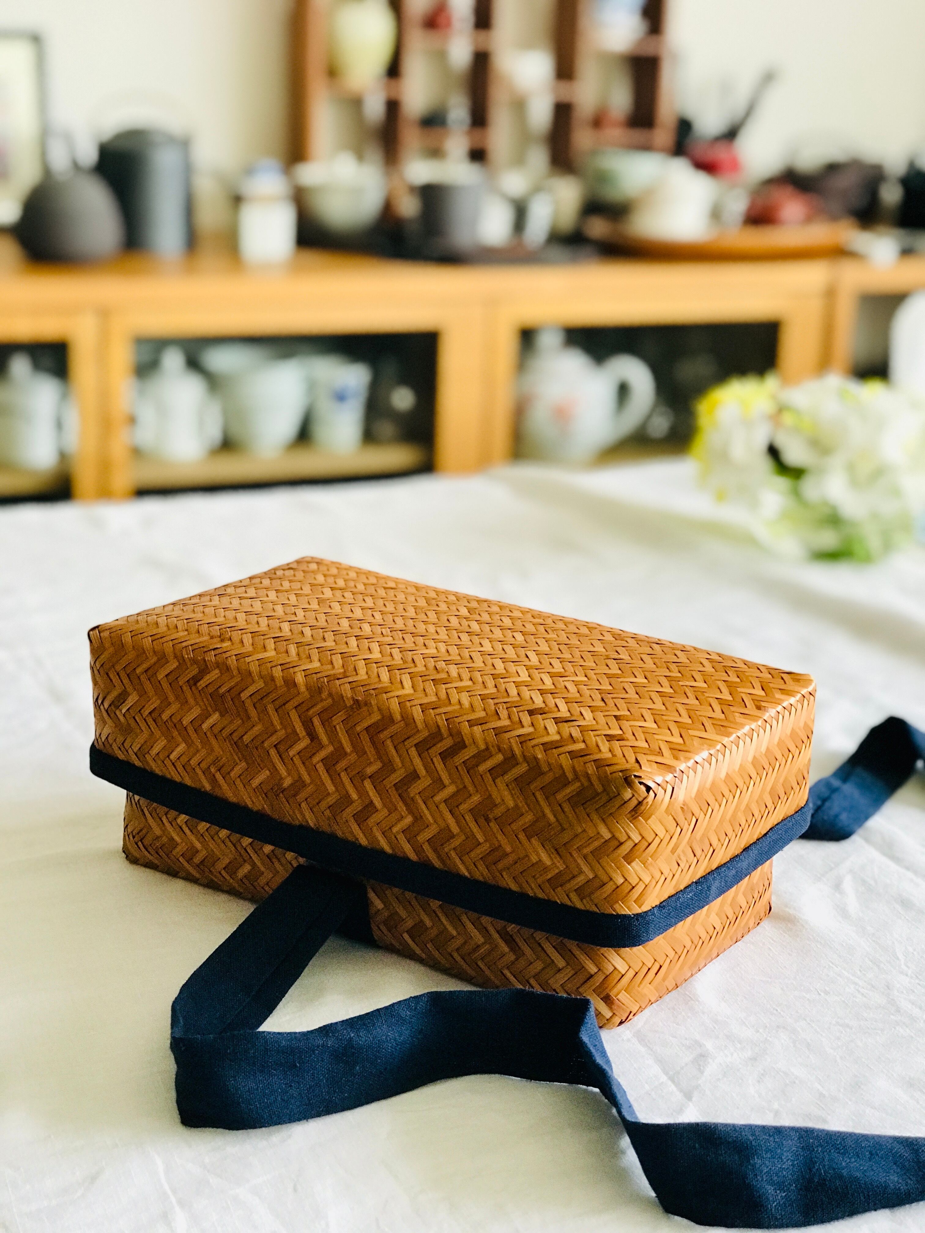竹編み茶道具かご（結び紐付き） | 茶海堂 Chakaido