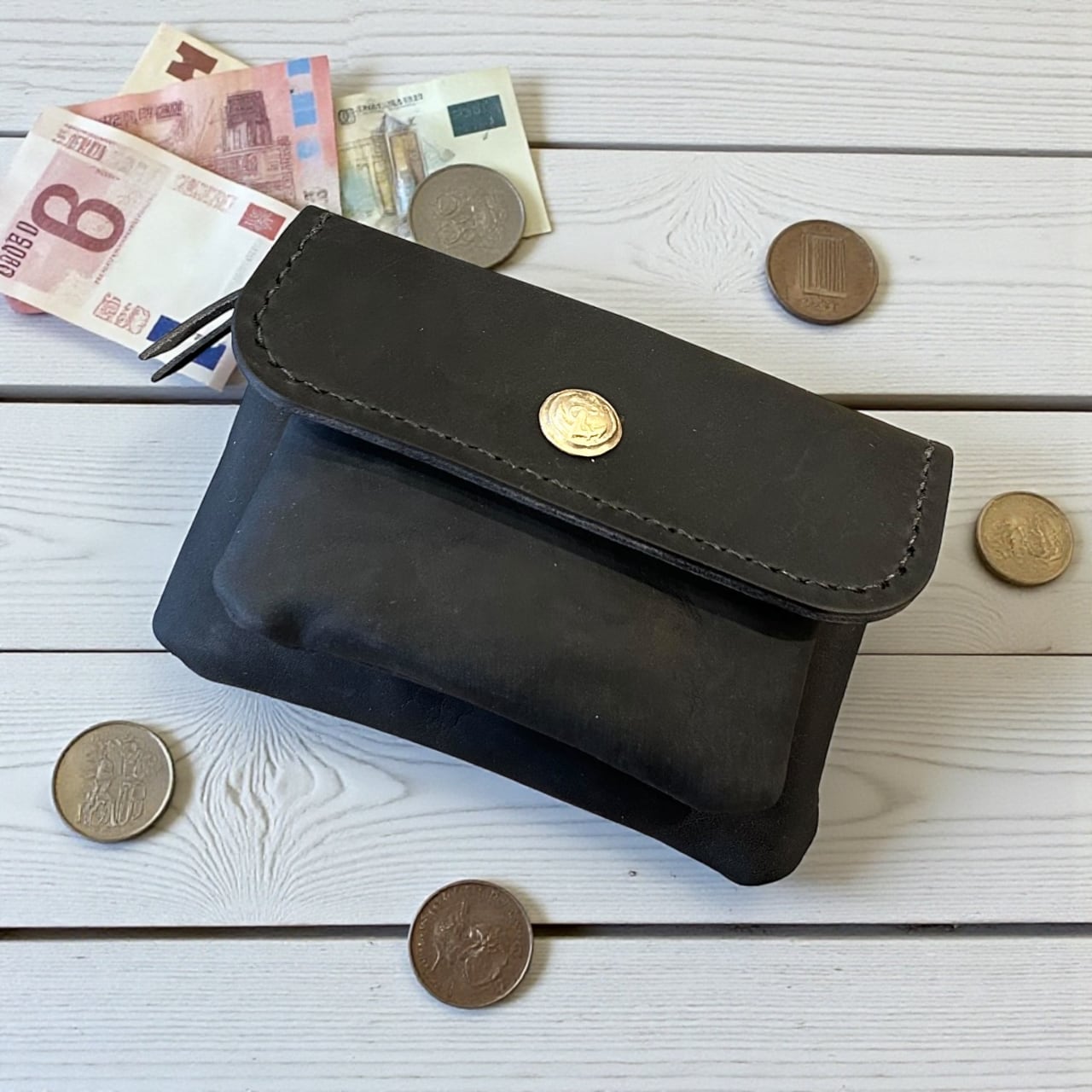 <即納商品> mare-mini:ブラック(イタリアンレザーミニ財布)