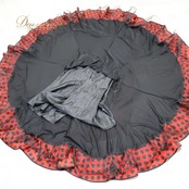 フラメンコ 衣装 ファルダ スカート ブラック系 レイリーナ ボランテ 水玉 ドット柄 フリル 練習 レッスン 伸縮 ストレッチ ボリューム Leirena イチオク 黒 赤 ダンス衣装 ステージ イベント かわいい レッド系