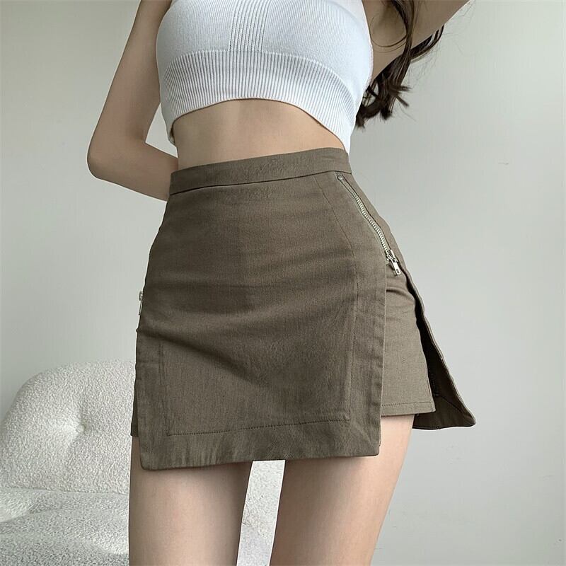 ダブルジッパーハイウェストウェストショートスカート パンツ サマースタイル ストリート 夏物 ガールズファッション76246506012