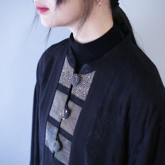 flower and paisley gloss pattern square patchwork design 3b loose silhouette shirt