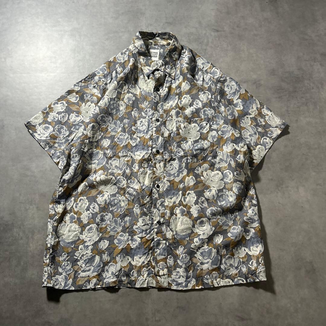 ヴィンテージ 花柄 フラワー 総柄 シルク アートパターン デザイン シャツ