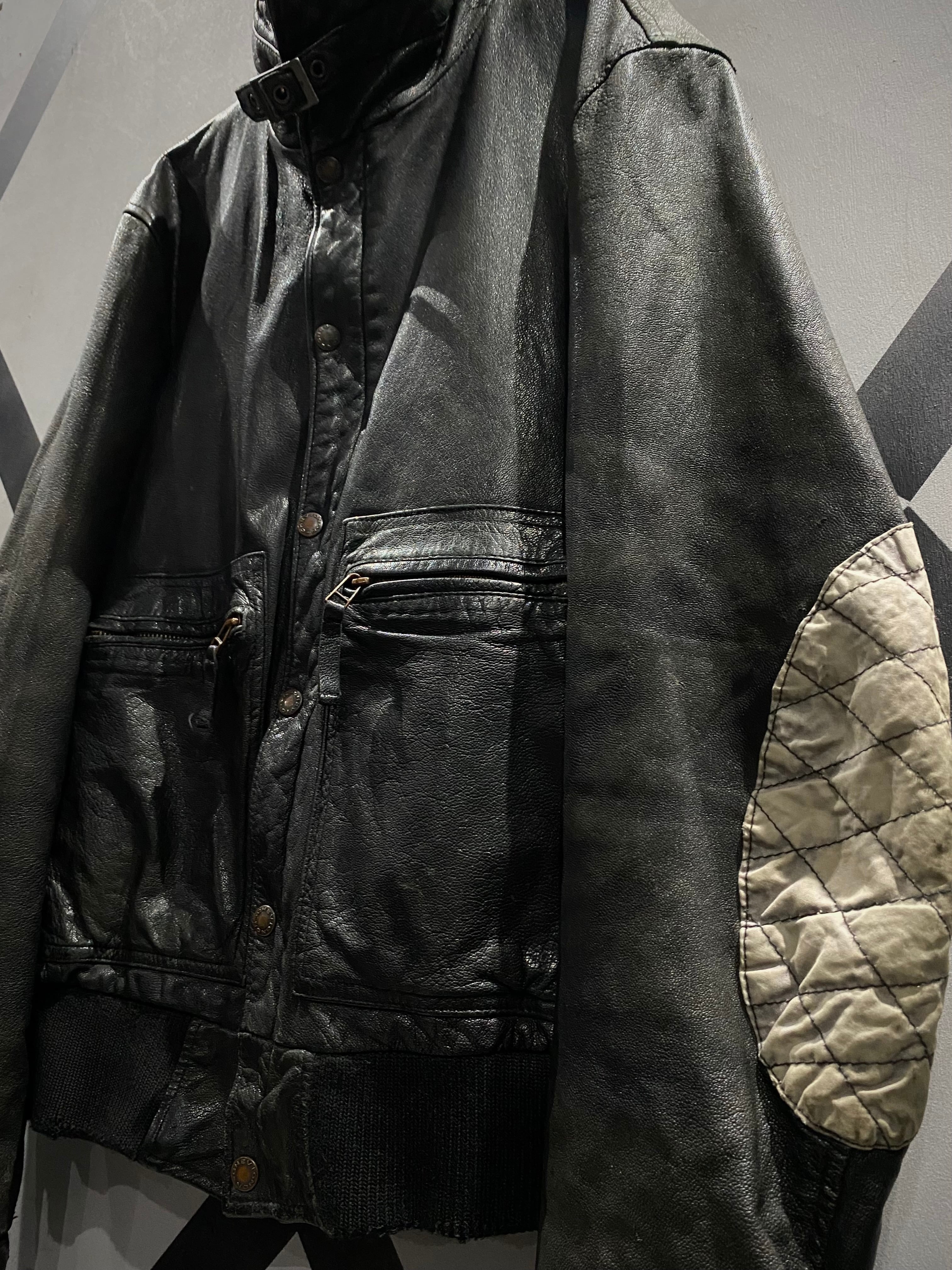 X VINTAGE】“CHEVIGNON” Layered Design Vintage Leather Jacket