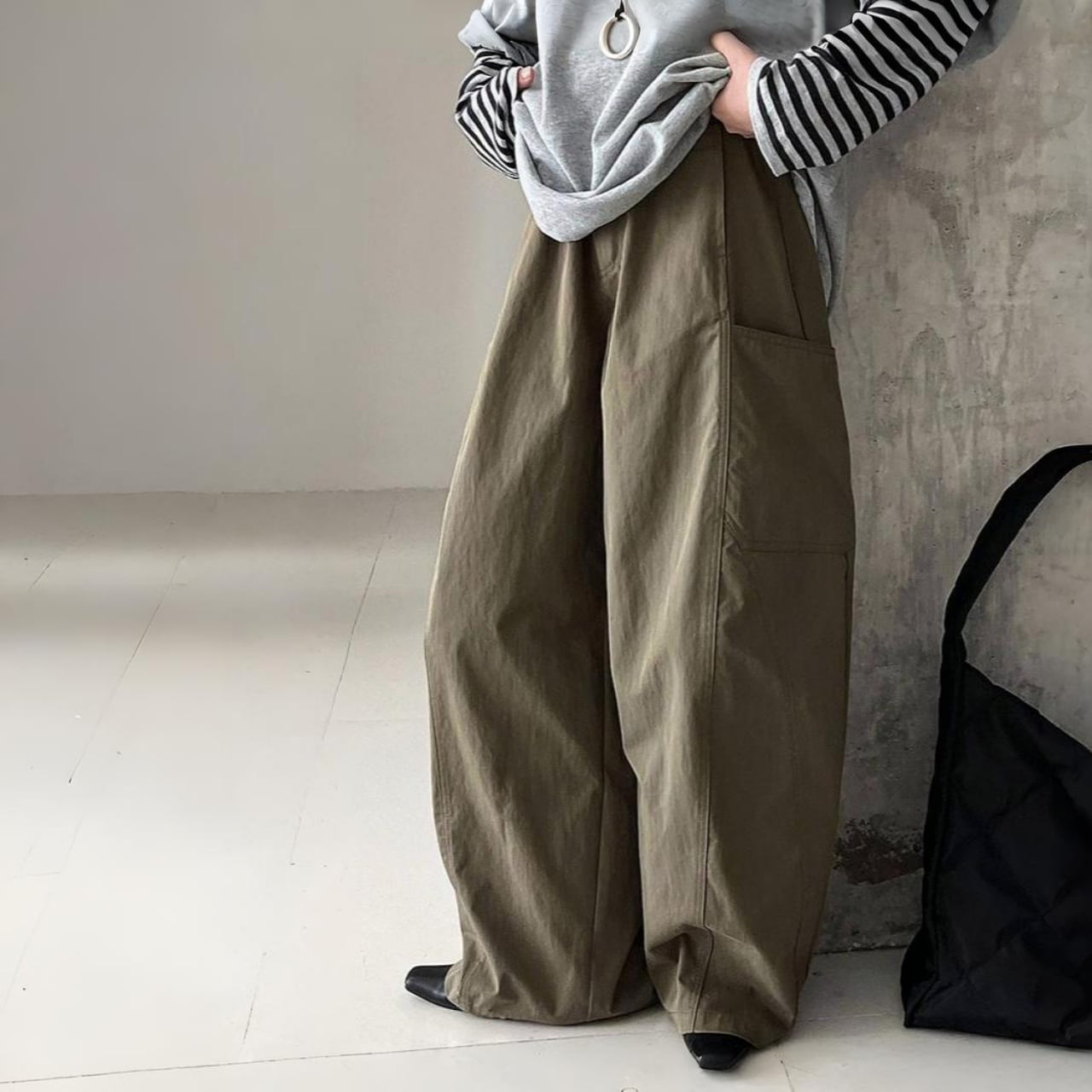 ダブルポケットミニタリーワイドレッグパンツ A01824