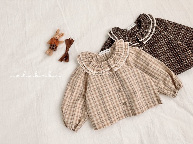 即納⌇petit check blouse / valubebe