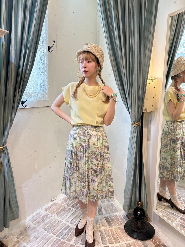 40's50's rayon yellow blouse