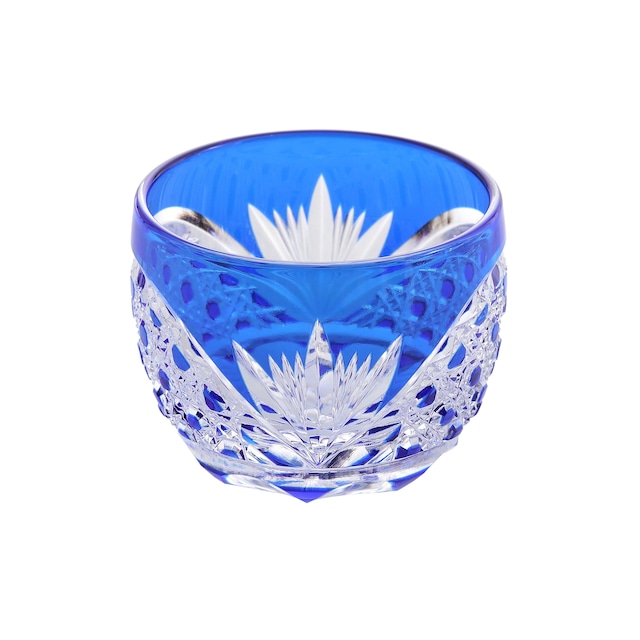 江戸切子　クリスタルガラスぐい呑（瑠璃）