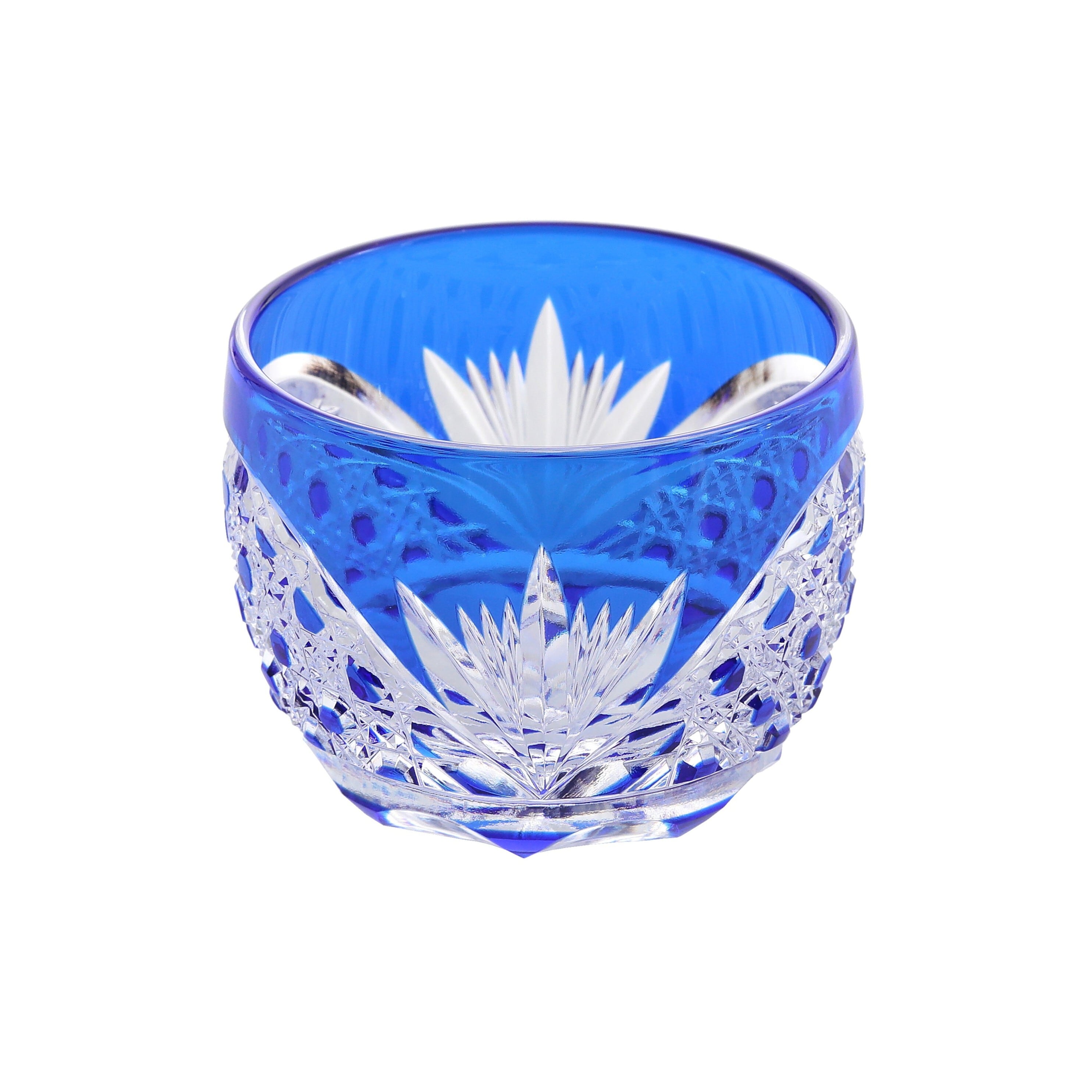 江戸切子 クリスタルガラスぐい呑(瑠璃)