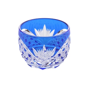 江戸切子 クリスタルガラスぐい呑(瑠璃)