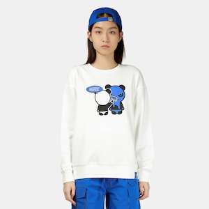 SALE 送料無料 【HIPANDA ハイパンダ】レディース クルーネック スウェット トレーナー WOMEN'S CREW NECK SWEAT SHIRT / BLUE・WHITE