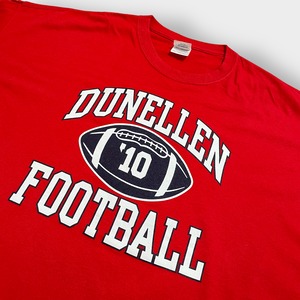 【GILDAN】2XL ビッグサイズ ダンエレン高校 DUNELLEN  Tシャツ フットボール イラスト アーチロゴ 半袖 US古着