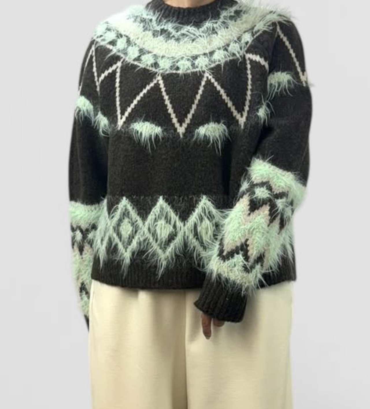 qtume フェザージャガードノルディックニット　552-25603