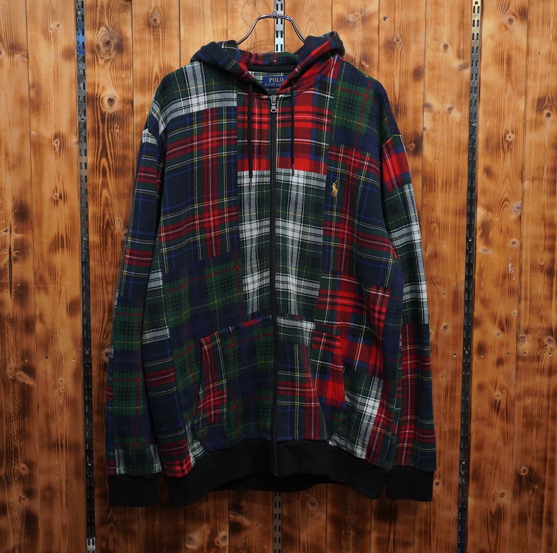 ralphlauren パッチワーク風 スウェット パーカー L/ラルフローレン