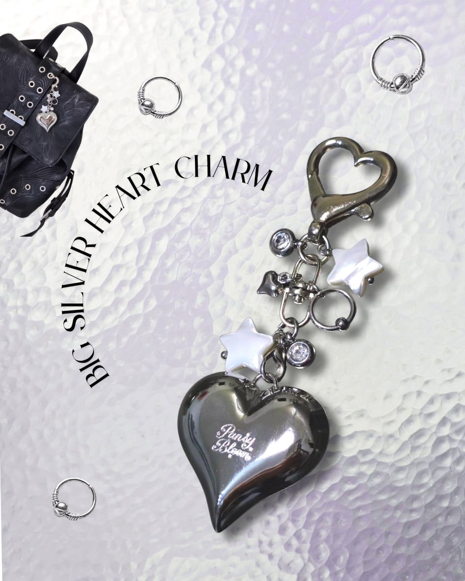 BIG SILVER HEART CHARM