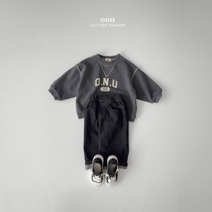 【ONU】ロールアップデニムパンツ ブラック 80〜130cm 240825
