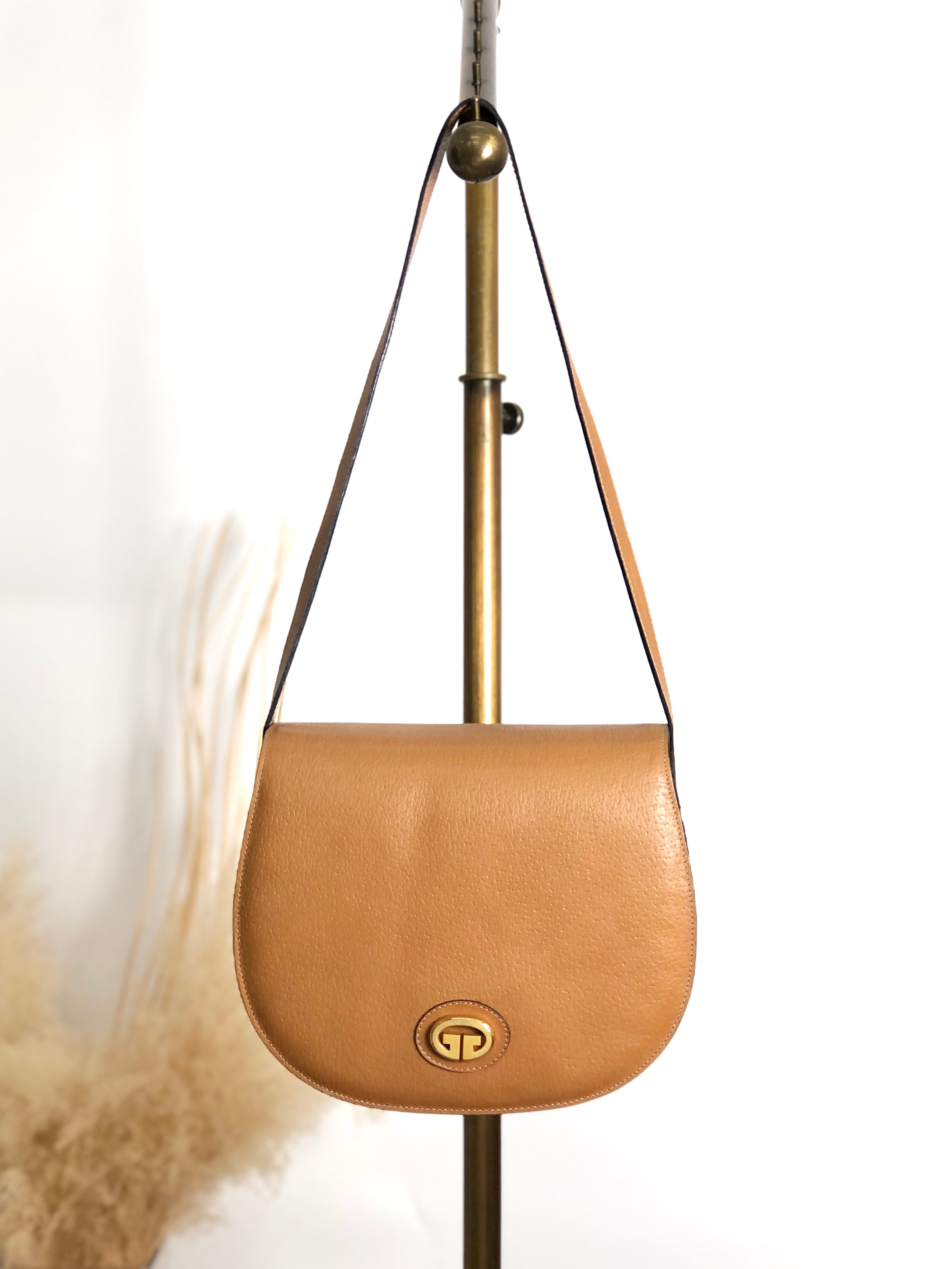 GUCCI グッチ ショルダーバッグ ブラウン GG レザー ラウンド vintage