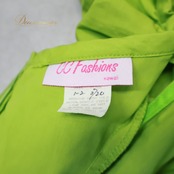 フラダンス 衣装 CC Fashions CCファッション ワンピース ドレス グリーン系 レフア柄 緑 黄 フリル フラ ダンス ダンス衣装 イベント ステージ ハワイアン アロハ かわいい 華やか おしゃれ 花 花柄 イエロー系