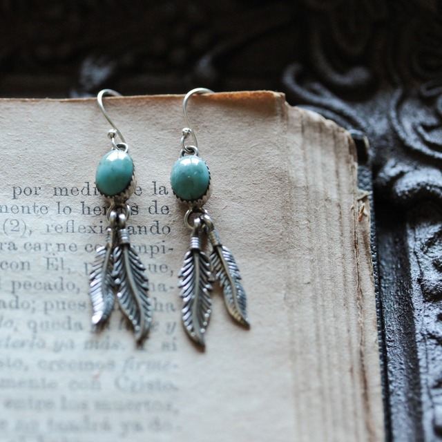 *Navajo silver925 feather turquoise ピアス