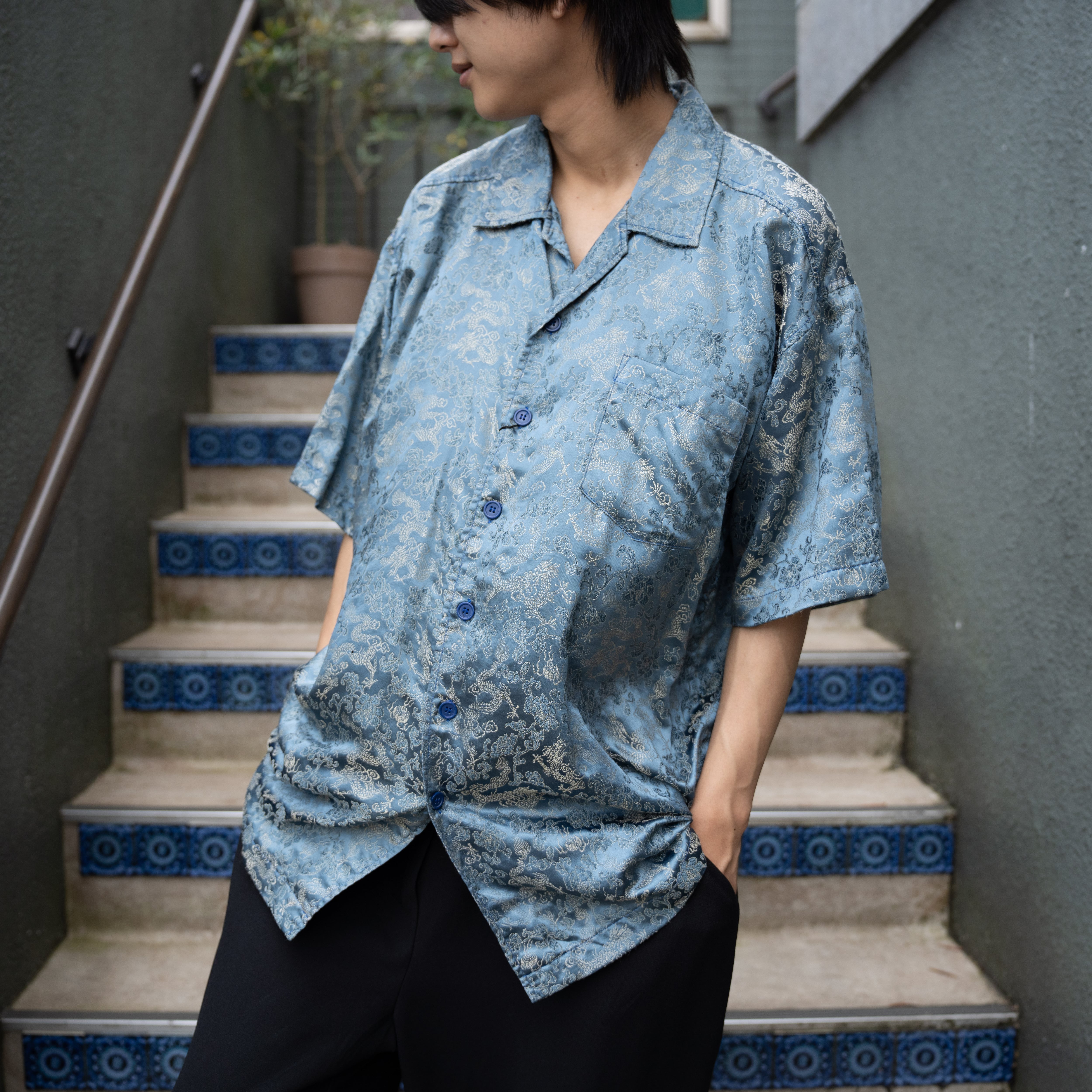 SPECIAL ITEM* USA VINTAGE ODO HALF SLEEVE EMBDOIERY JACQUARD