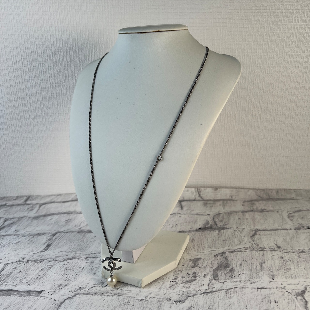 【最終処分SALE】CHANEL シャネル ココマーク フェイクパール  ネックレス シルバー A-8459