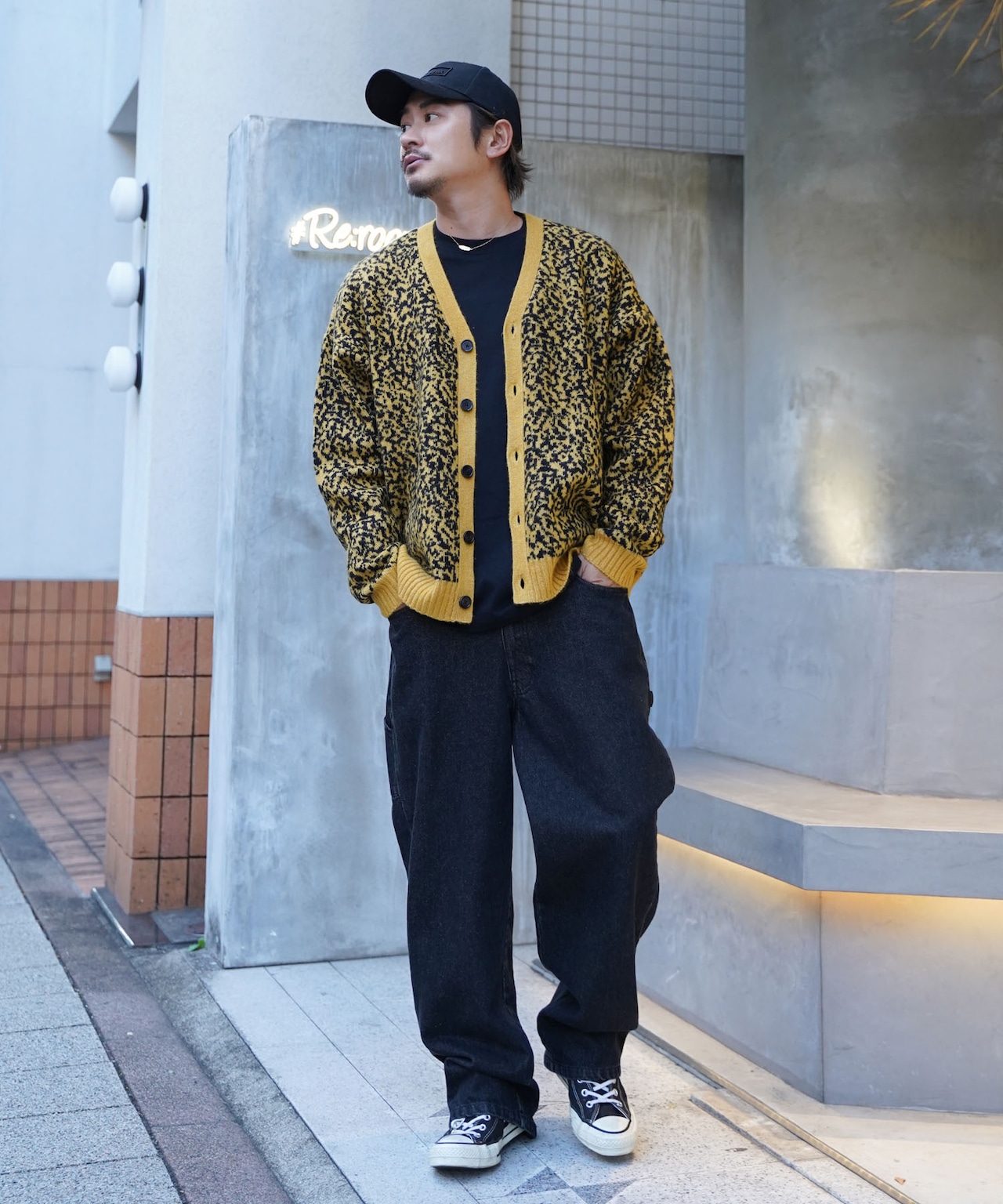 【#Re:room】LEOPARD JACQUARD BIG CARDIGAN［REK133］