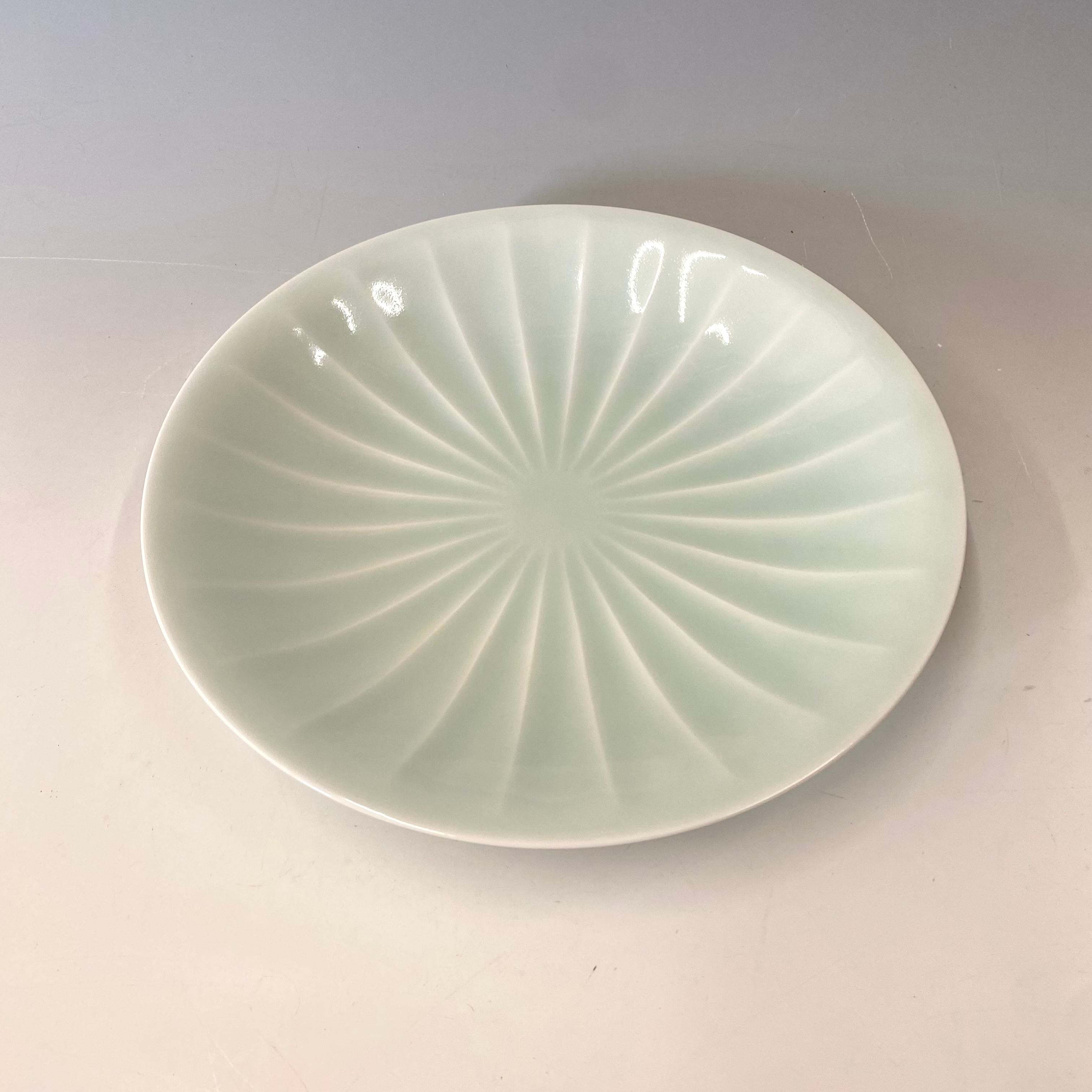 【中尾純】青白磁稜線皿(大)