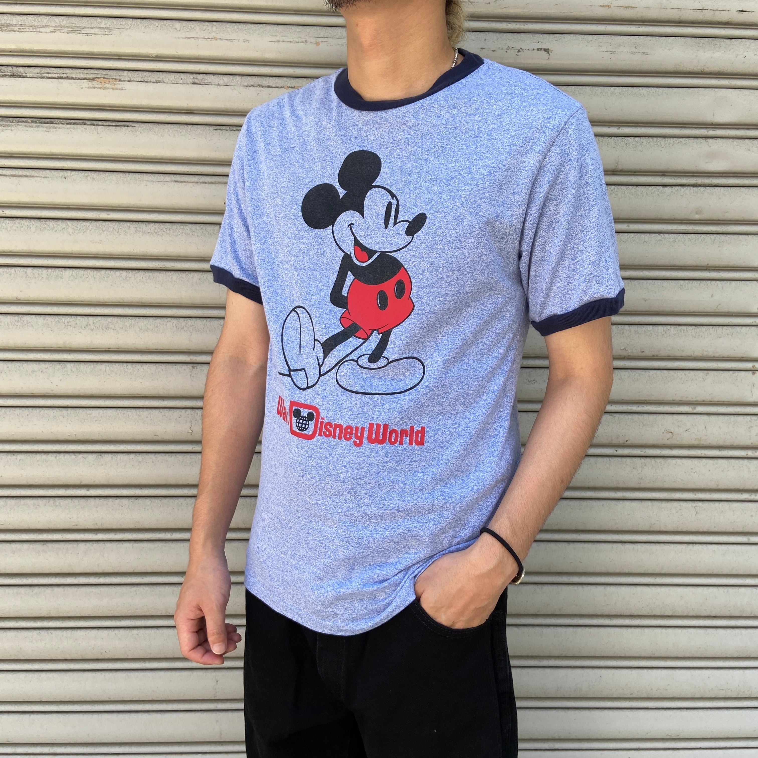 ミッキーマウス ブルーリンガーTシャツ ディズニーワールド S | 古着屋 Uan