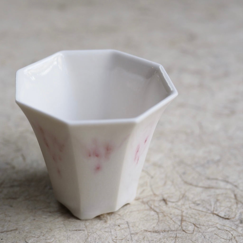 色原 昌希/菱八角茶杯(L) 桃花釉