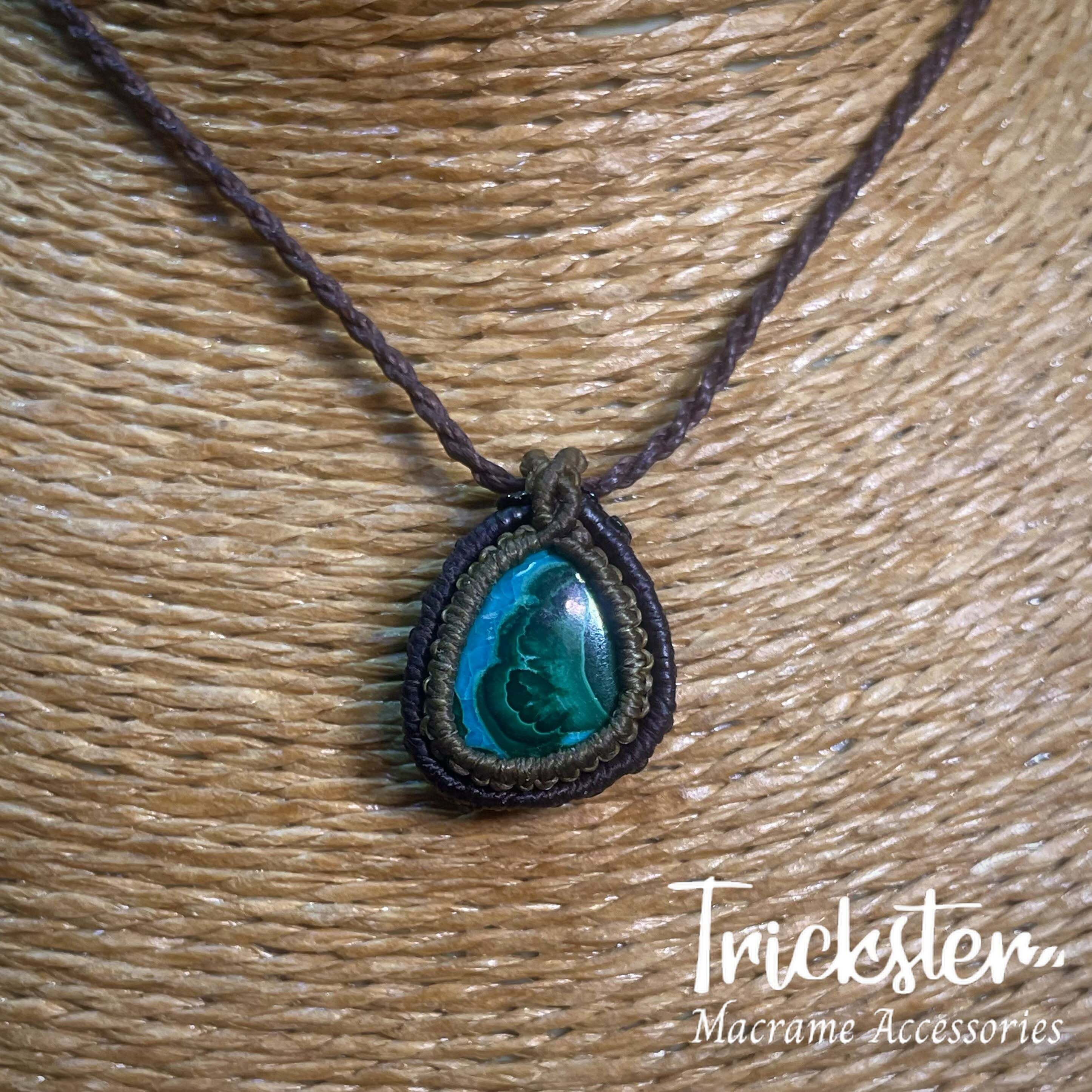 クリソコラマラカイト マクラメペンダント T246 | Trickster マクラメ