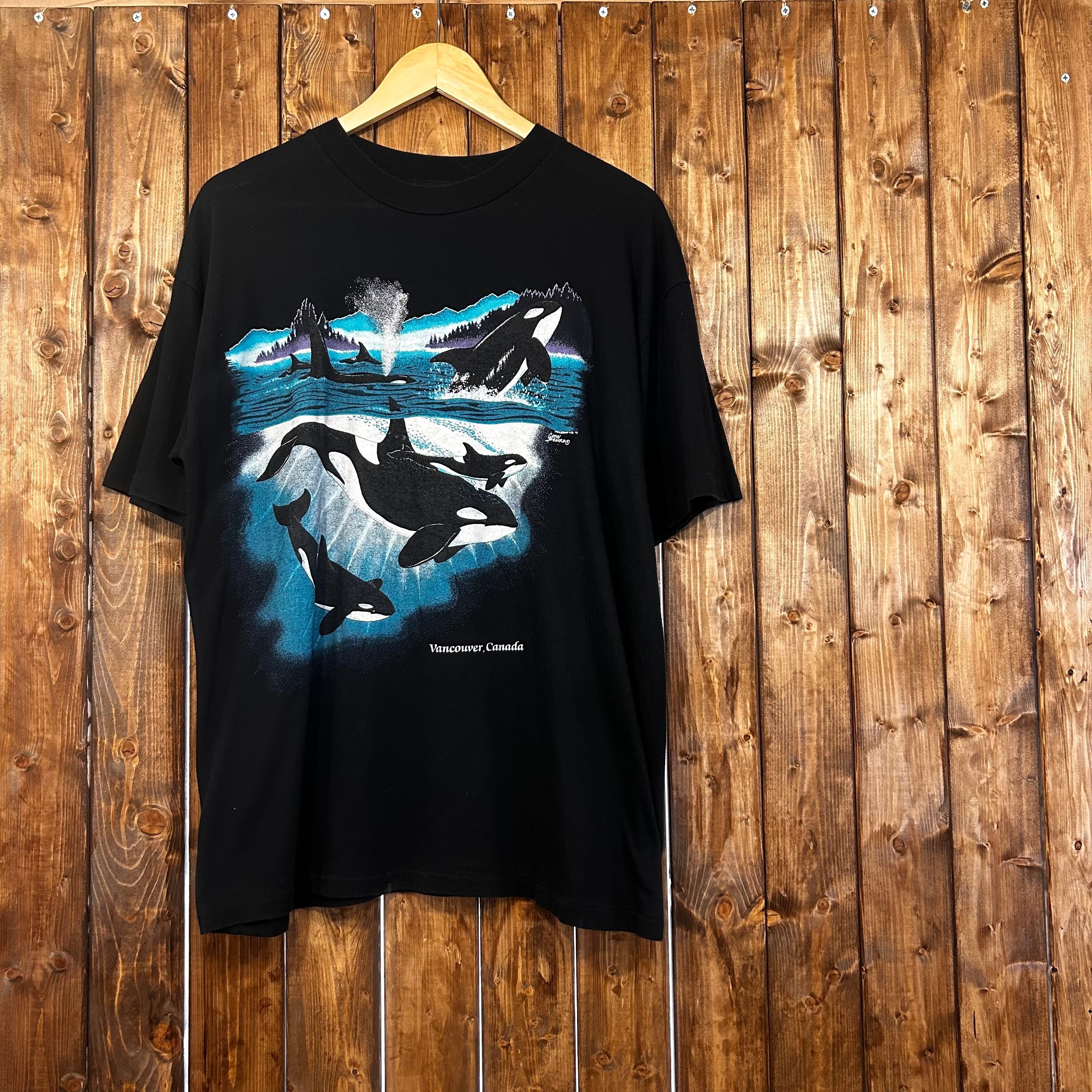 90s シャチ Tシャツ XL Harlequin アニマル フィッシュ 海 魚 #508006