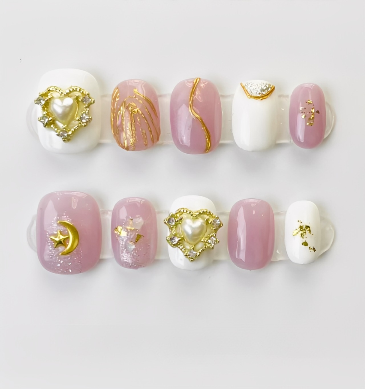 15))バタフライネイル フレンチガーリー ミラーネイル ネイルチップ