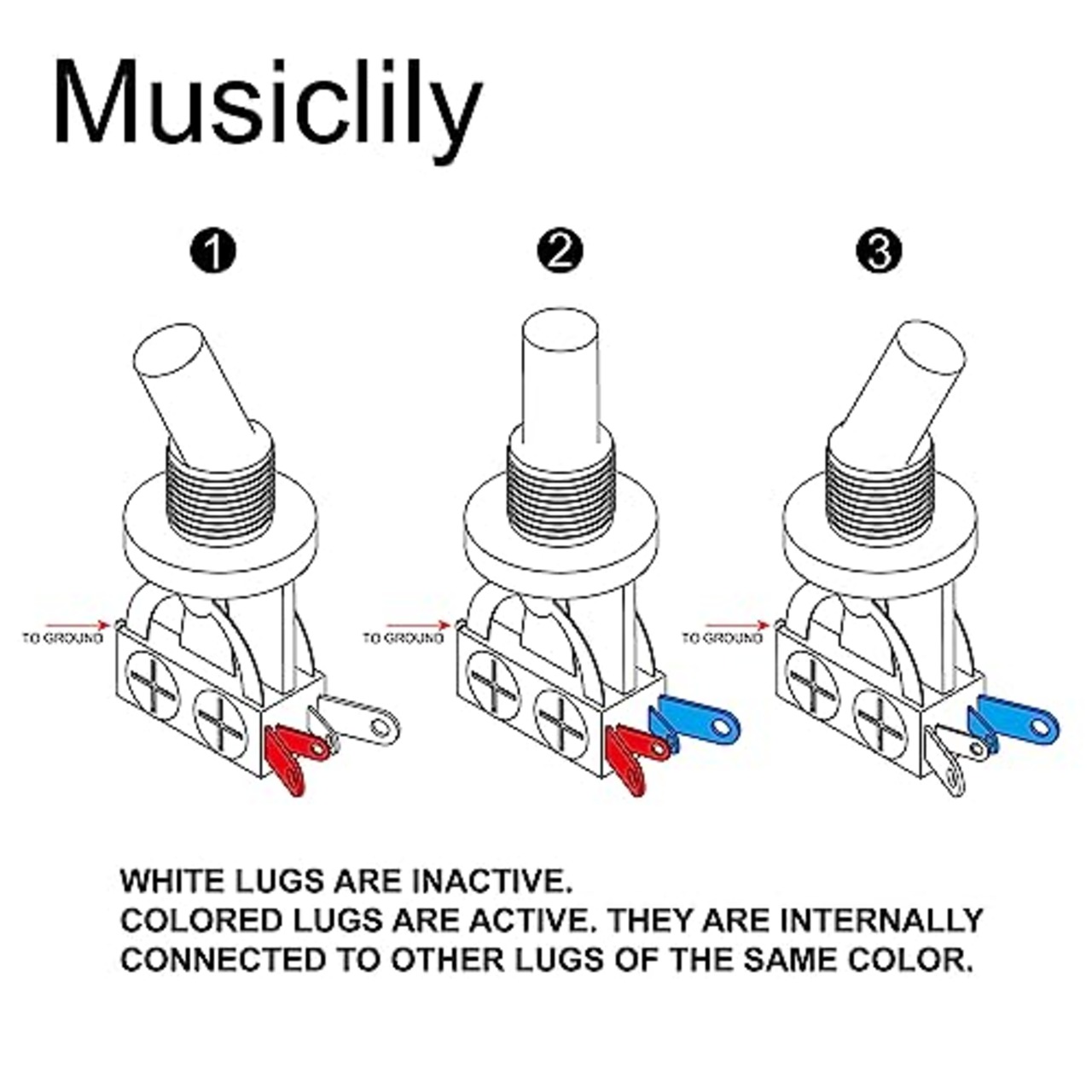 Musiclily 3 WAY ミリ規格トグルスイッチ ショートタイプ レスポールギター用、フルブラック