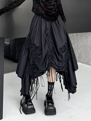 Irregular drawstring loose skirt [T2190]