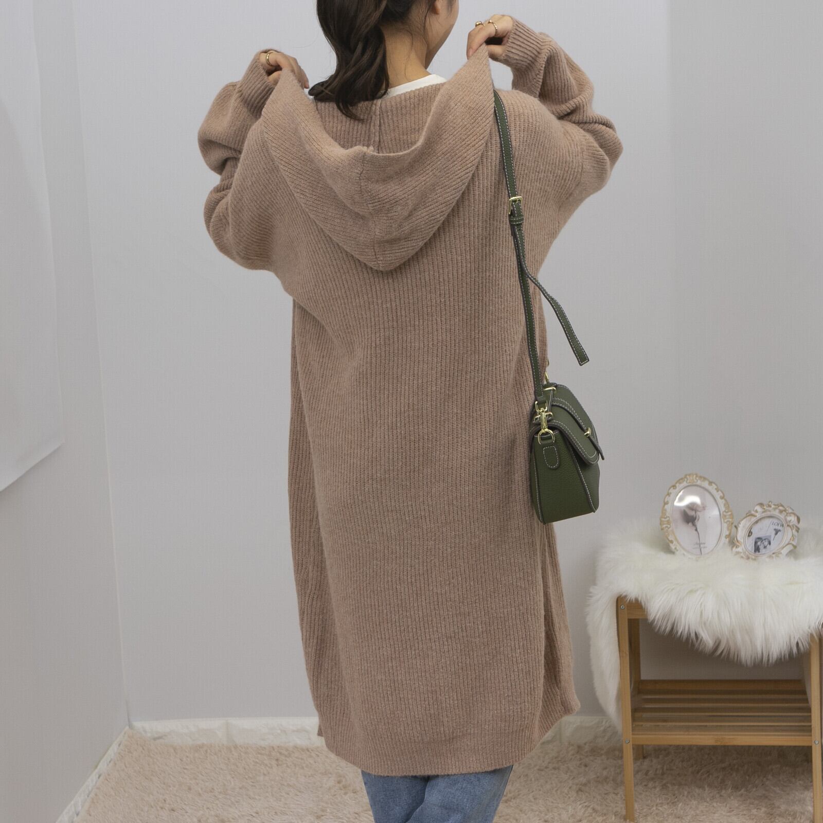 もっちり あったか フード付き ロングカーディガン | starcloset