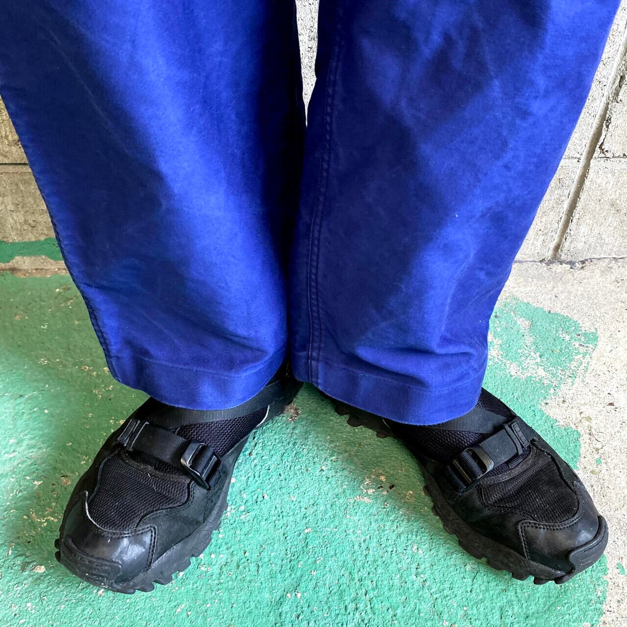 フランス製 ビンテージ ブルーモールスキン フロントホック フレンチ