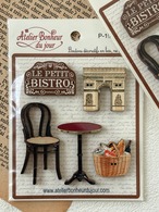 フランス 輸入デザインボタン アトリエ・ボヌール・ドゥ・ジュール BISTRO パリのビストロ 凱旋門 スクラップブッキング クラフト素材 カルトナージュ