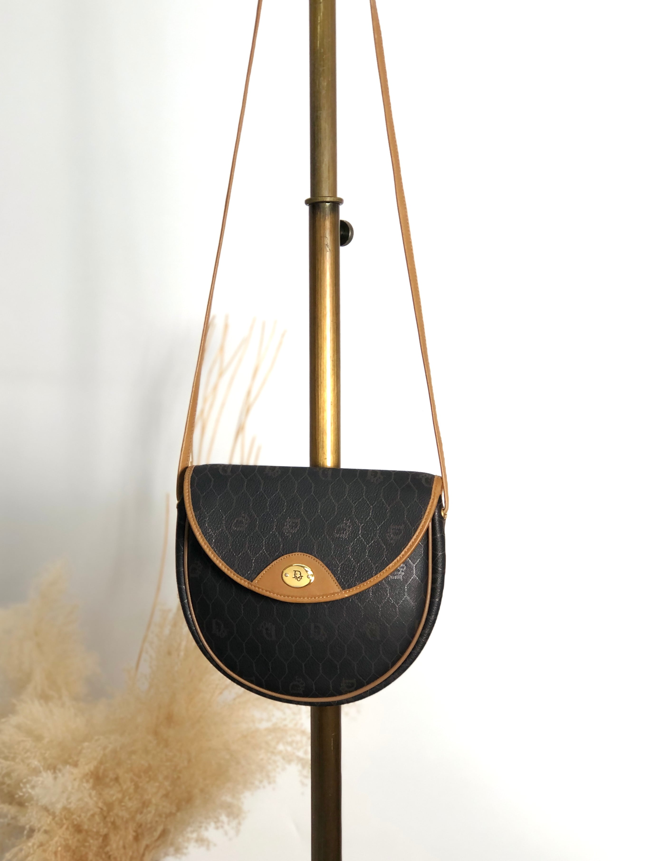 Christian Dior クリスチャン ディオール ハニカム柄 ショルダーバッグ ブラック CD PVC vintage ヴィンテージ オールド j8jdng