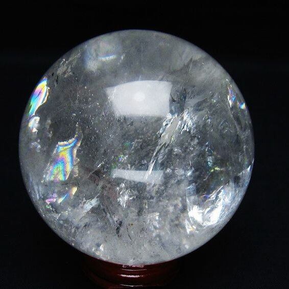 水晶 丸玉 虹入り 69mm スフィア 置物 水晶玉 一点物 151-8758
