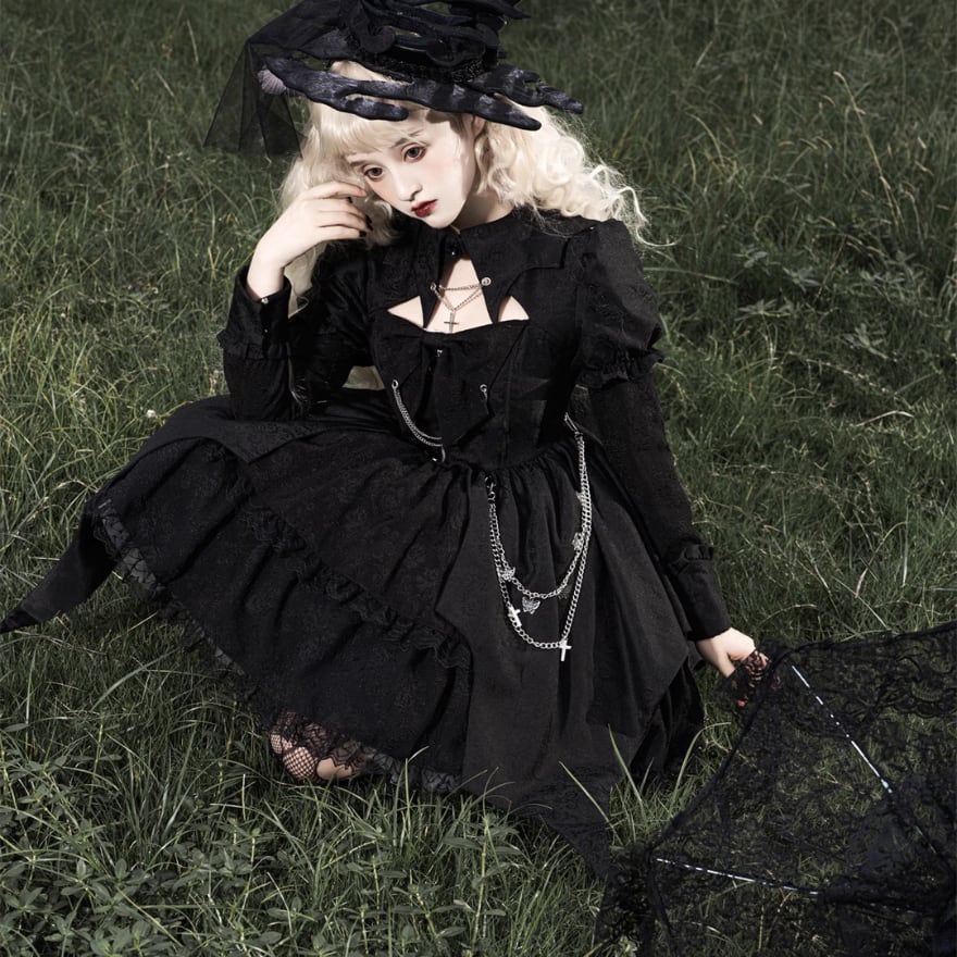 OZZONESTE ゴスロリ・ロリータ ドレス 黒 予約販売】ゴシック ダークブラックロリータドレス – ロリータ